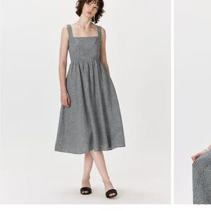 100% linen fit and flare dress from quince Black and White Checkered Dress